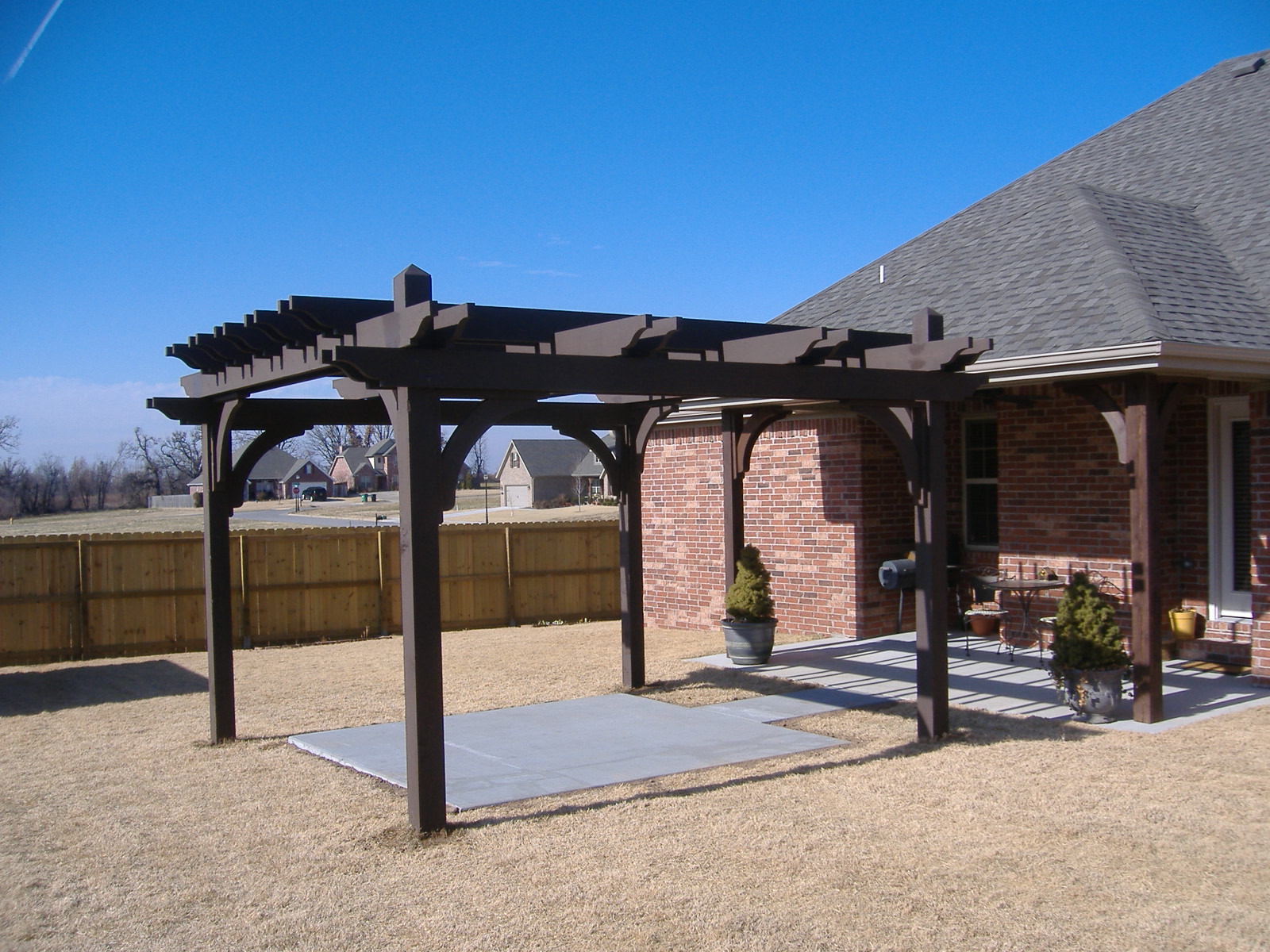 can custom build you a pergola like this 16' x 16' stained western